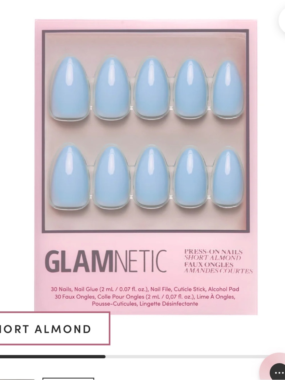 Glamnetics | Short Almond Press-On Nails in Light Blue